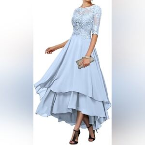 Elegant High Low Dress in Light Blue